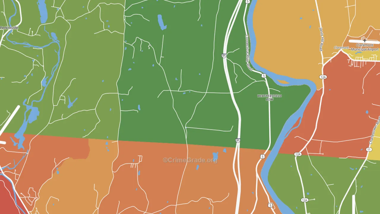 Weathersfield Bow, VT Map of Drug-Related Crime Rates