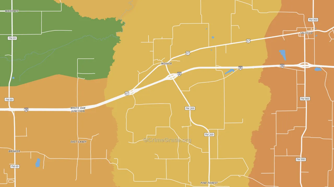 Weaver, TX Map of Drug-Related Crime Rates