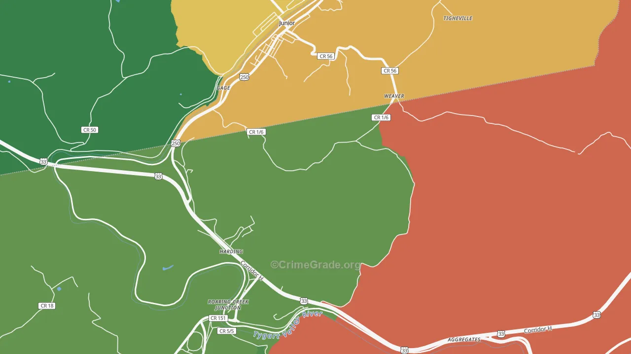 Weaver, WV Map of Drug-Related Crime Rates