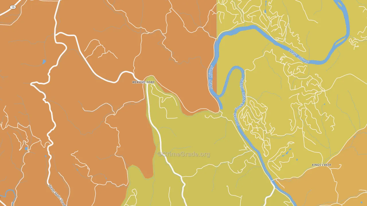 Weavers Ford, NC Map of Drug-Related Crime Rates