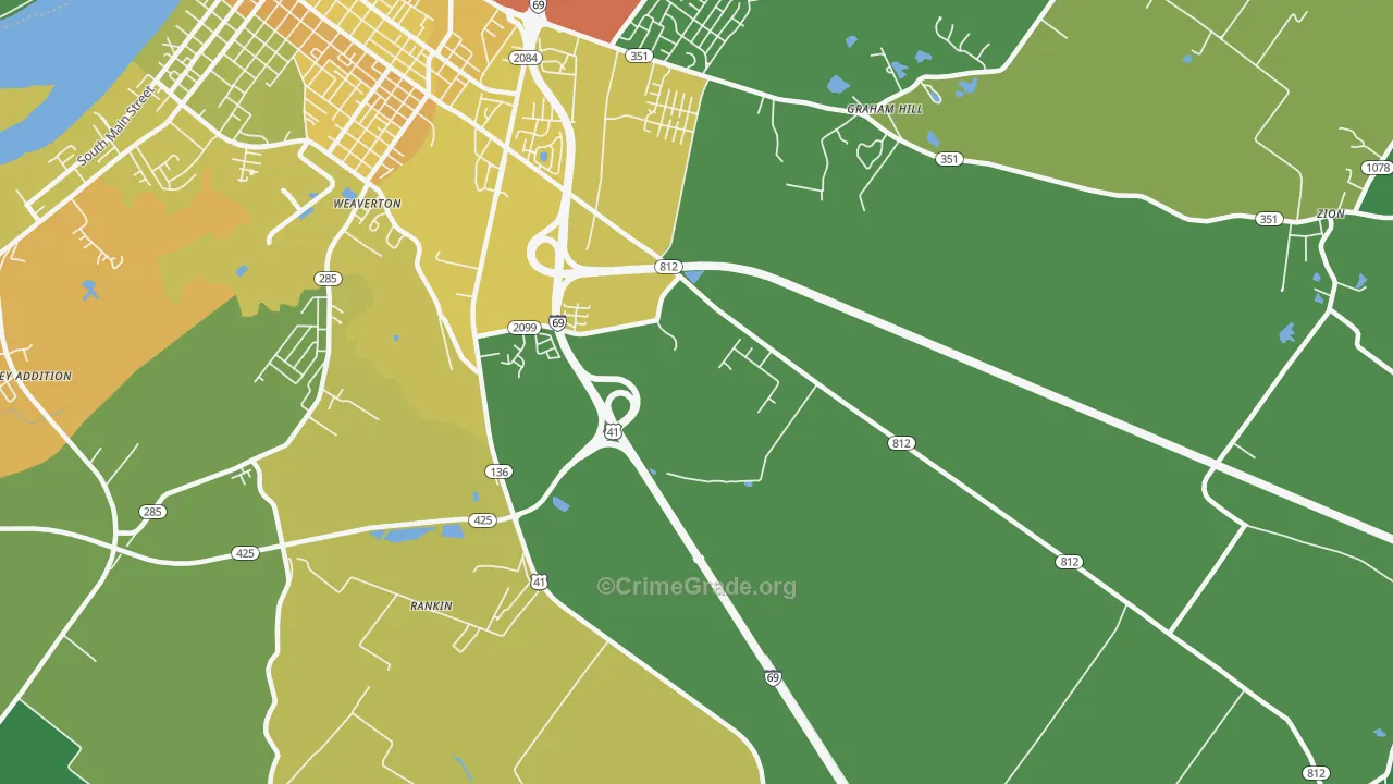 Weaverton, KY Map of Drug-Related Crime Rates