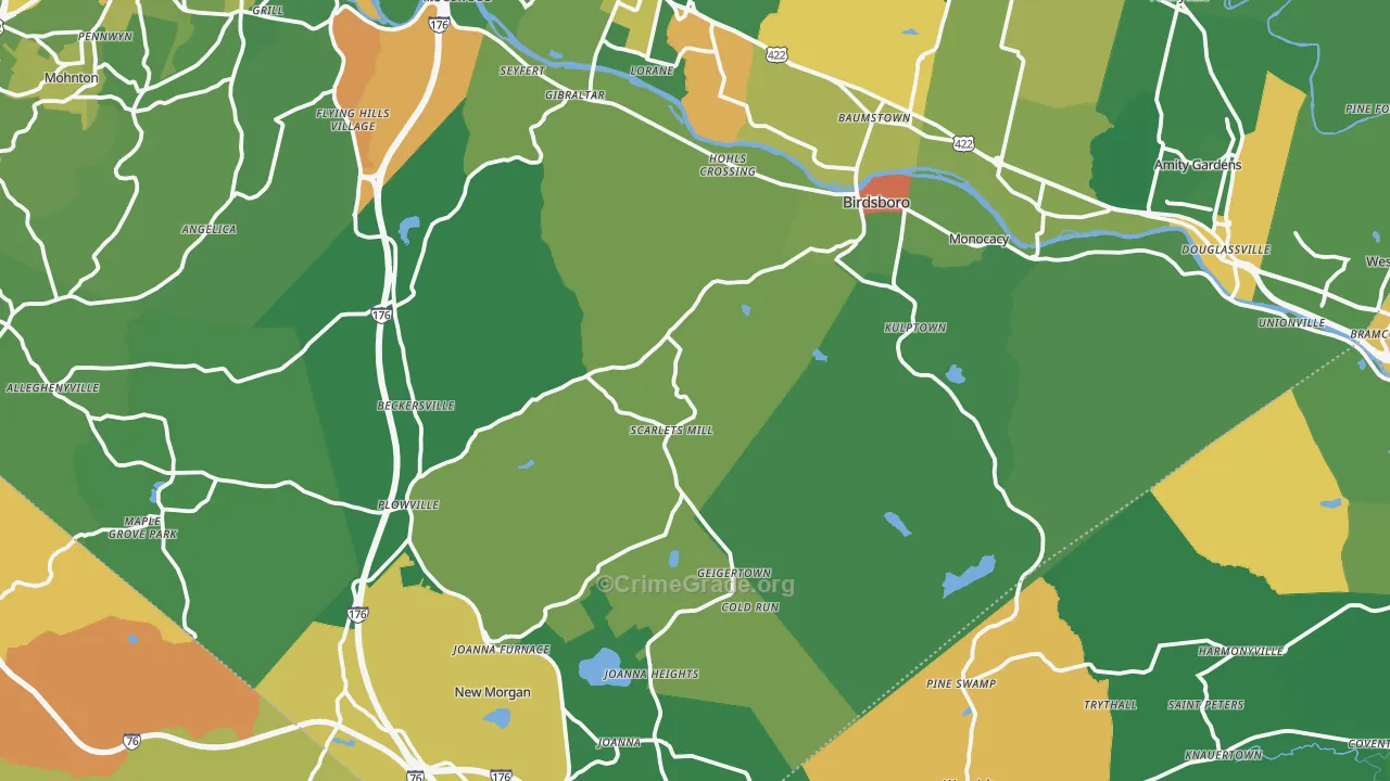 Weavertown, PA Map of Drug-Related Crime Rates