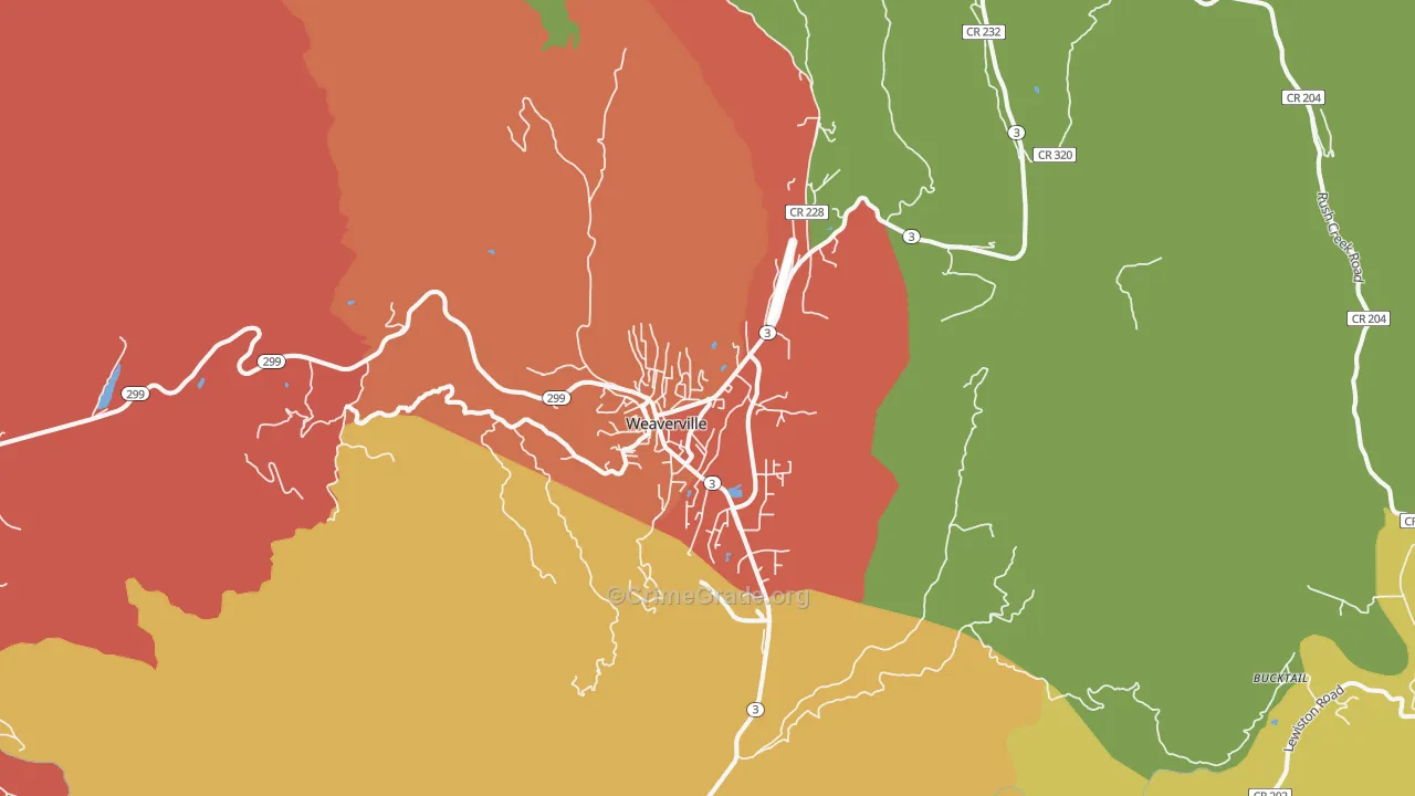 Weaverville, CA Map of Drug-Related Crime Rates