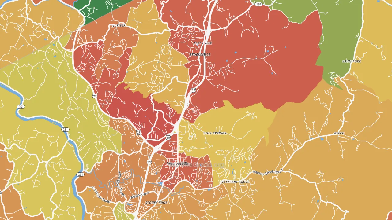 Weaverville, NC Map of Drug-Related Crime Rates