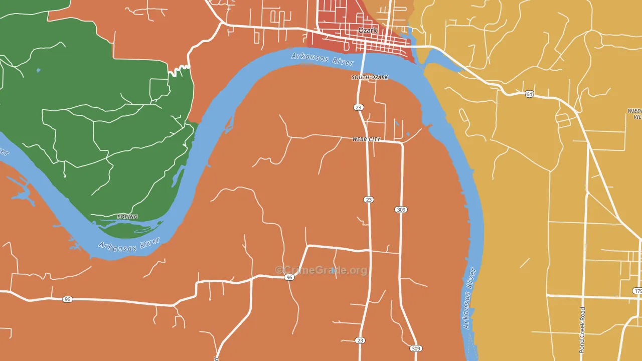 Webb City, AR Map of Drug-Related Crime Rates