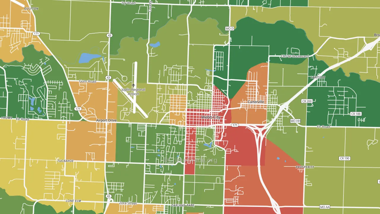 Webb City, MO Map of Drug-Related Crime Rates