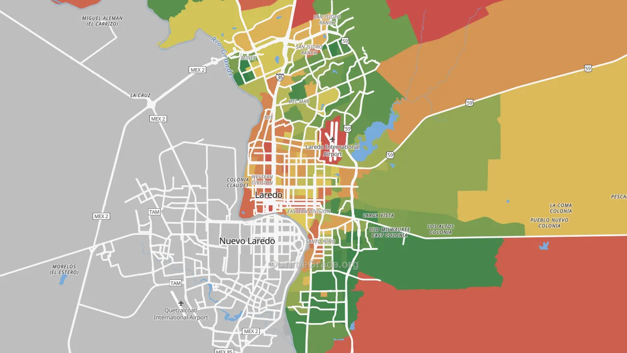 Webb County, TX Map of Drug-Related Crime Rates