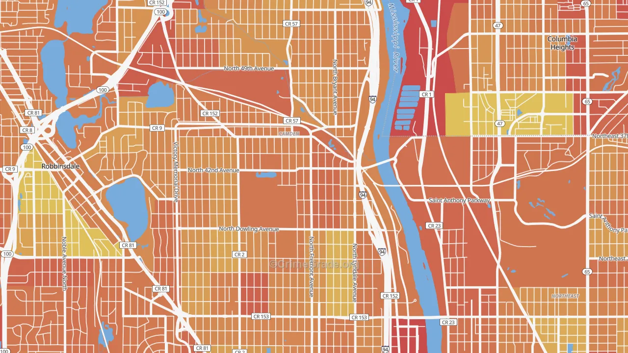 Webber-Camden, Minneapolis, MN Map of Drug-Related Crime Rates