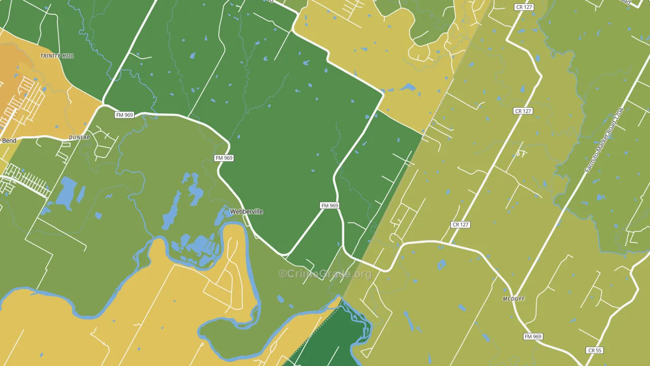 Webberville, TX Map of Drug-Related Crime Rates