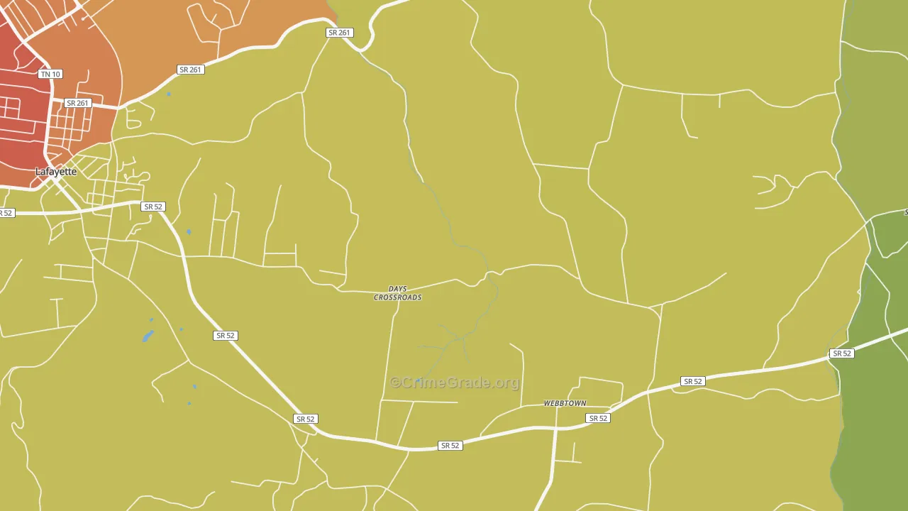 Webbtown, TN Map of Drug-Related Crime Rates