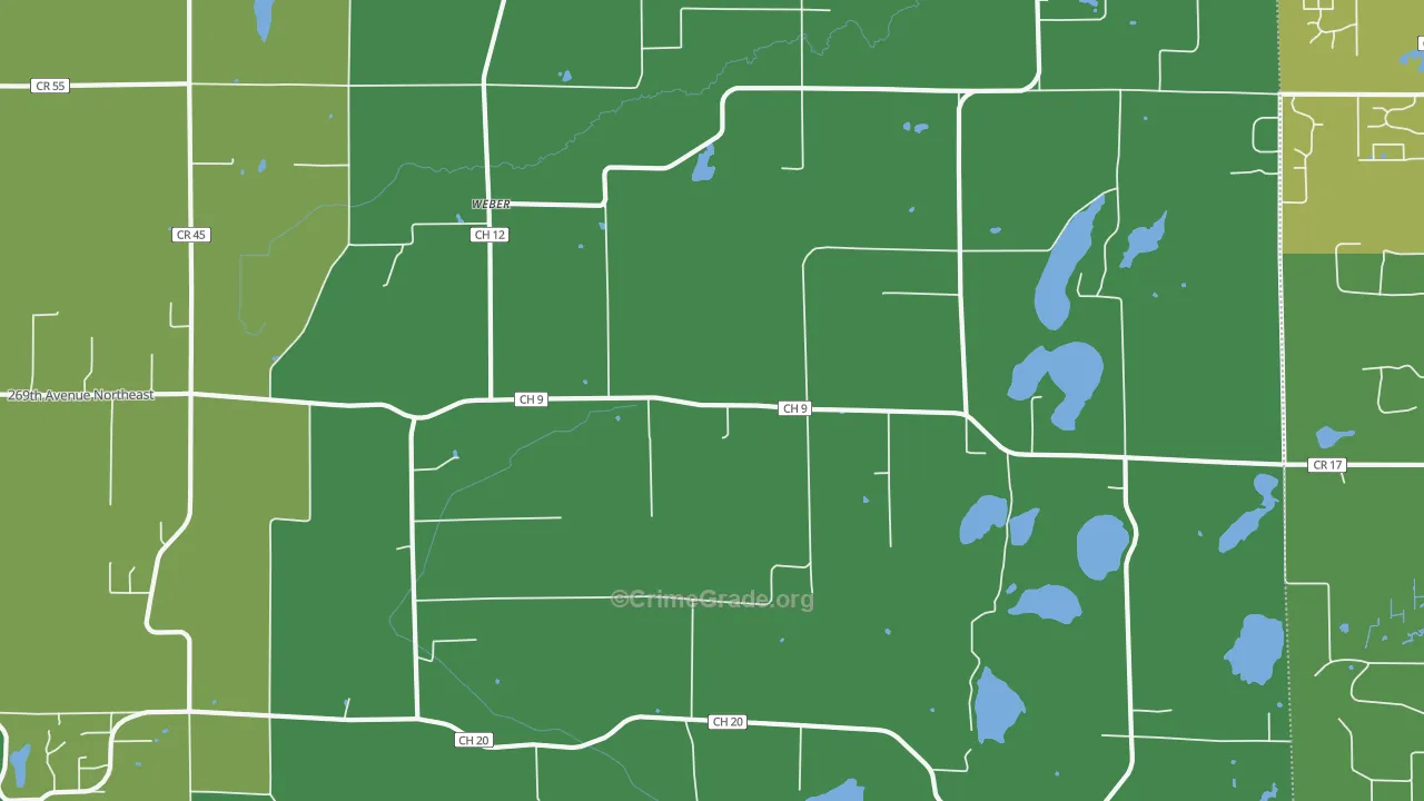 Weber, MN Map of Drug-Related Crime Rates