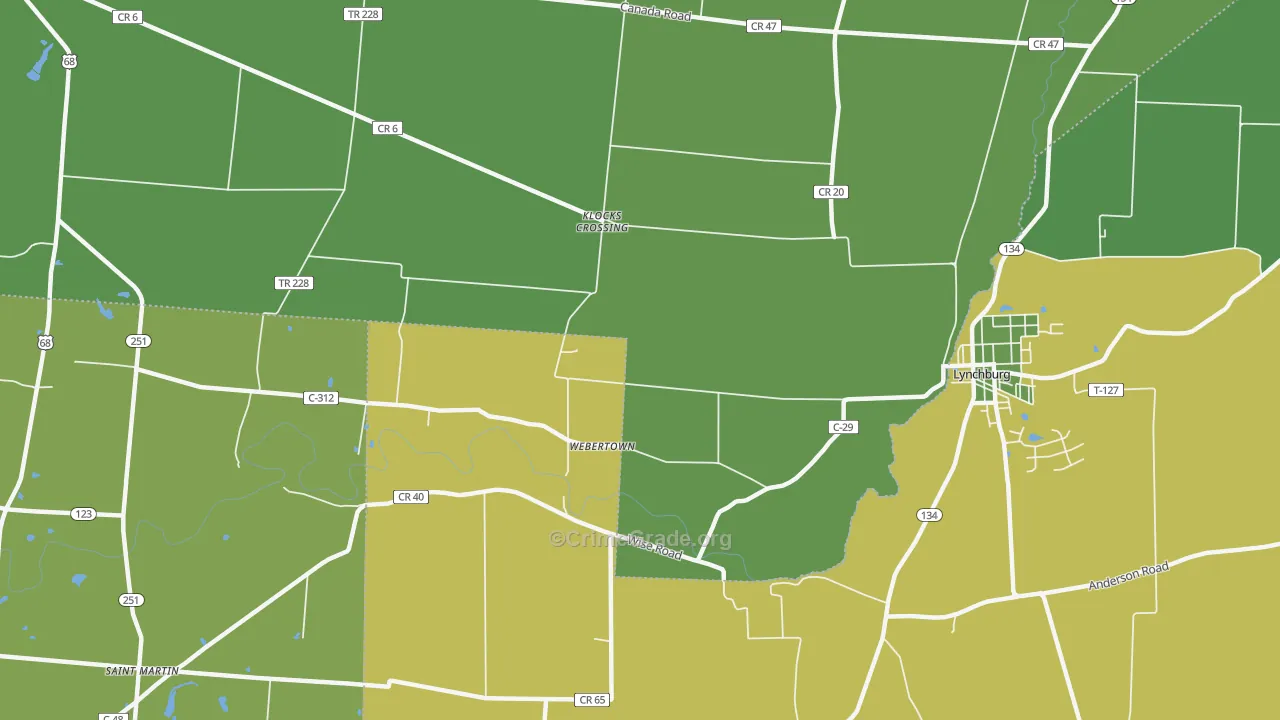 Webertown, OH Map of Drug-Related Crime Rates