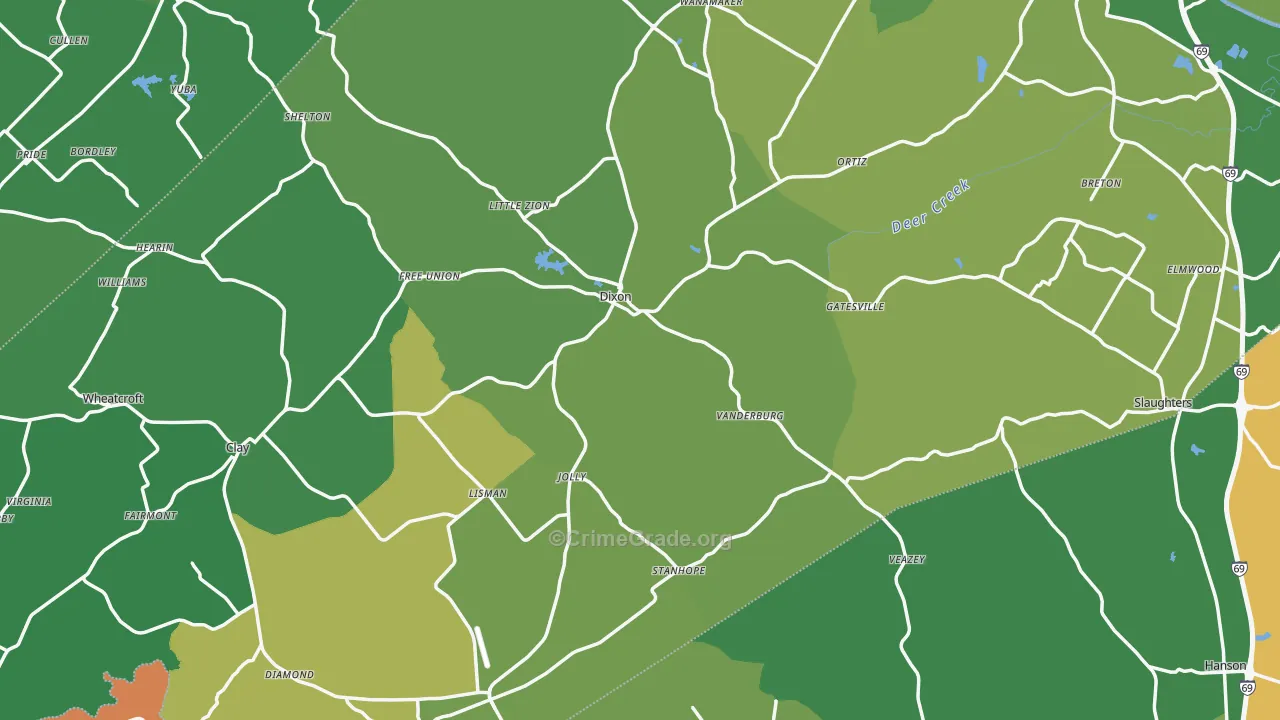 Webster County, KY Map of Drug-Related Crime Rates