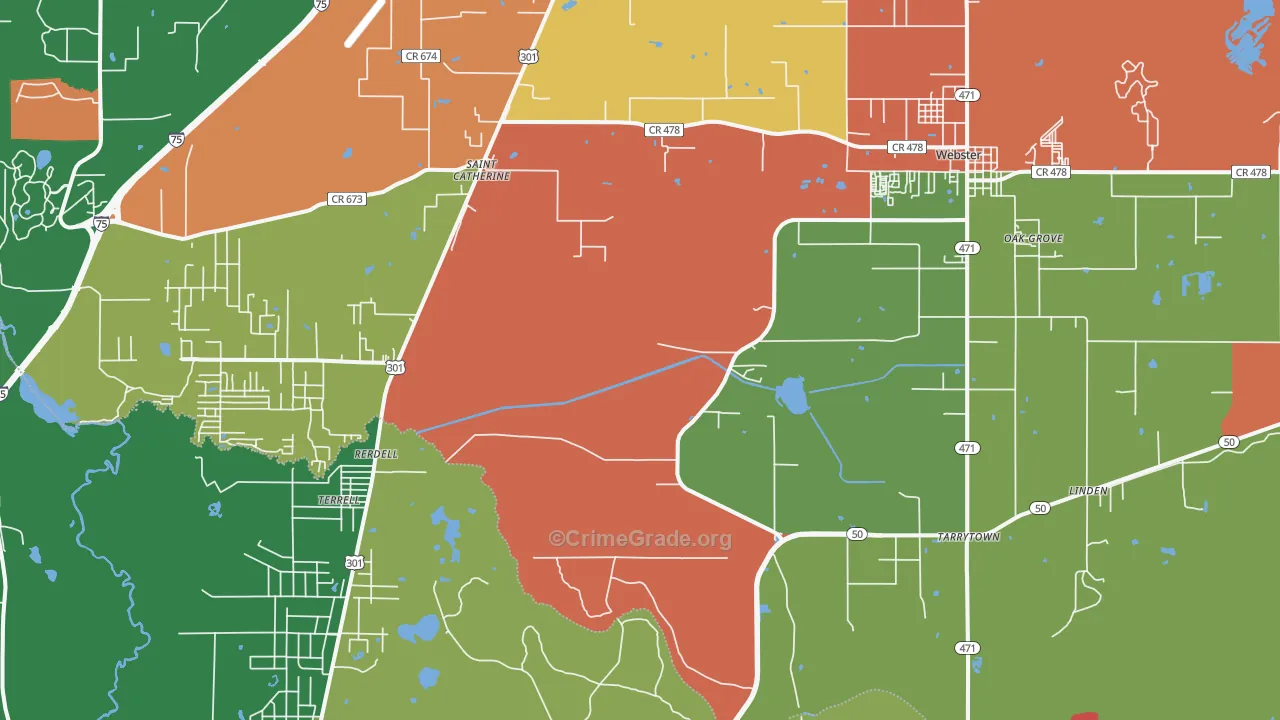 Webster, FL Map of Drug-Related Crime Rates
