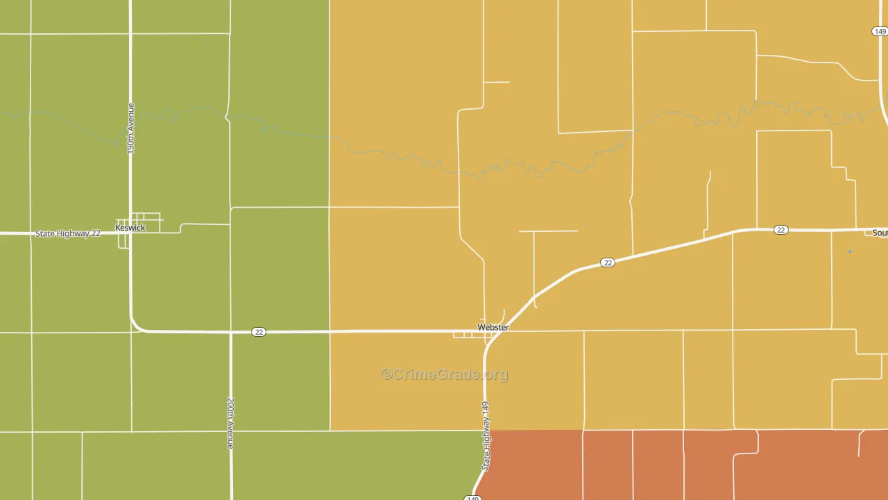Webster, IA Map of Drug-Related Crime Rates