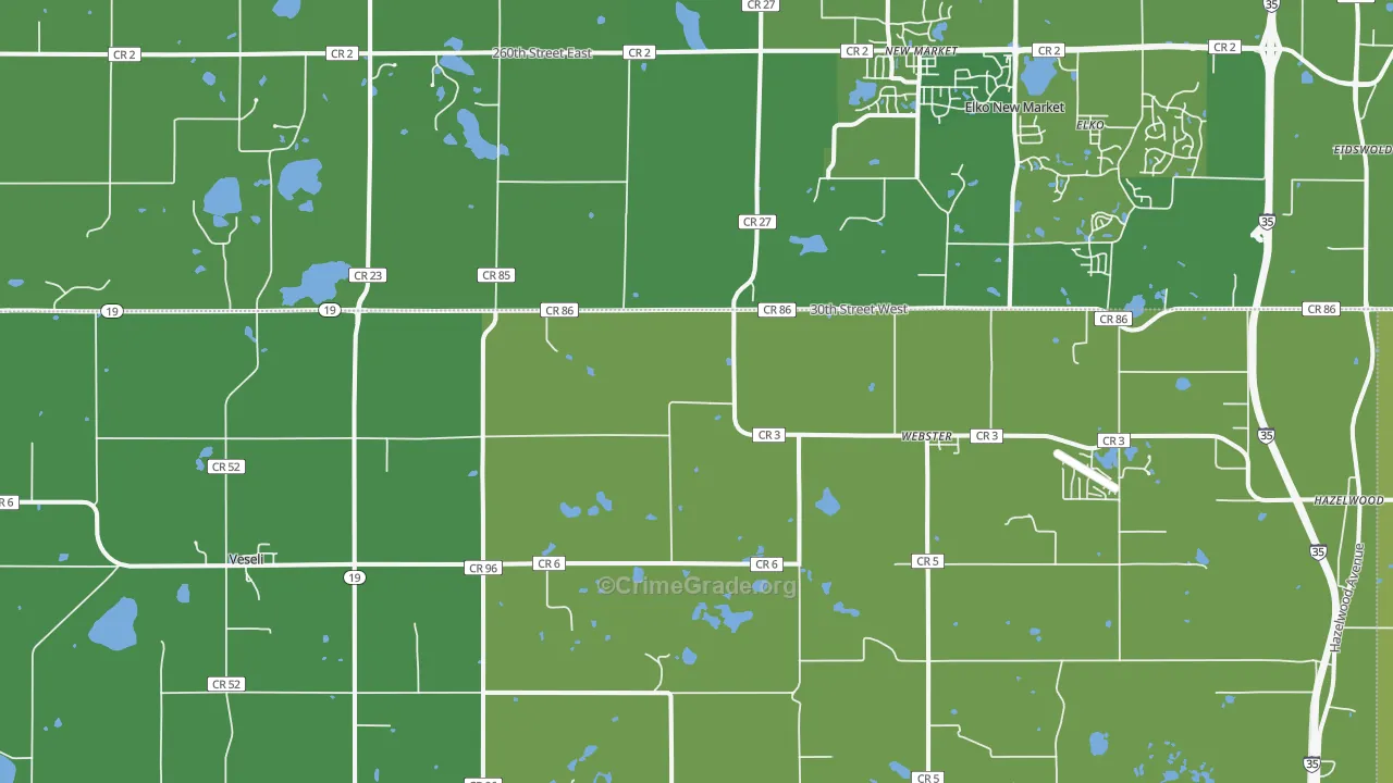Webster, MN Map of Drug-Related Crime Rates