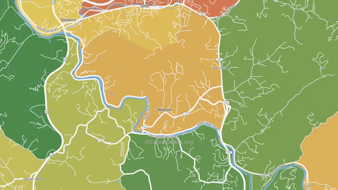 Webster, NC Map of Drug-Related Crime Rates