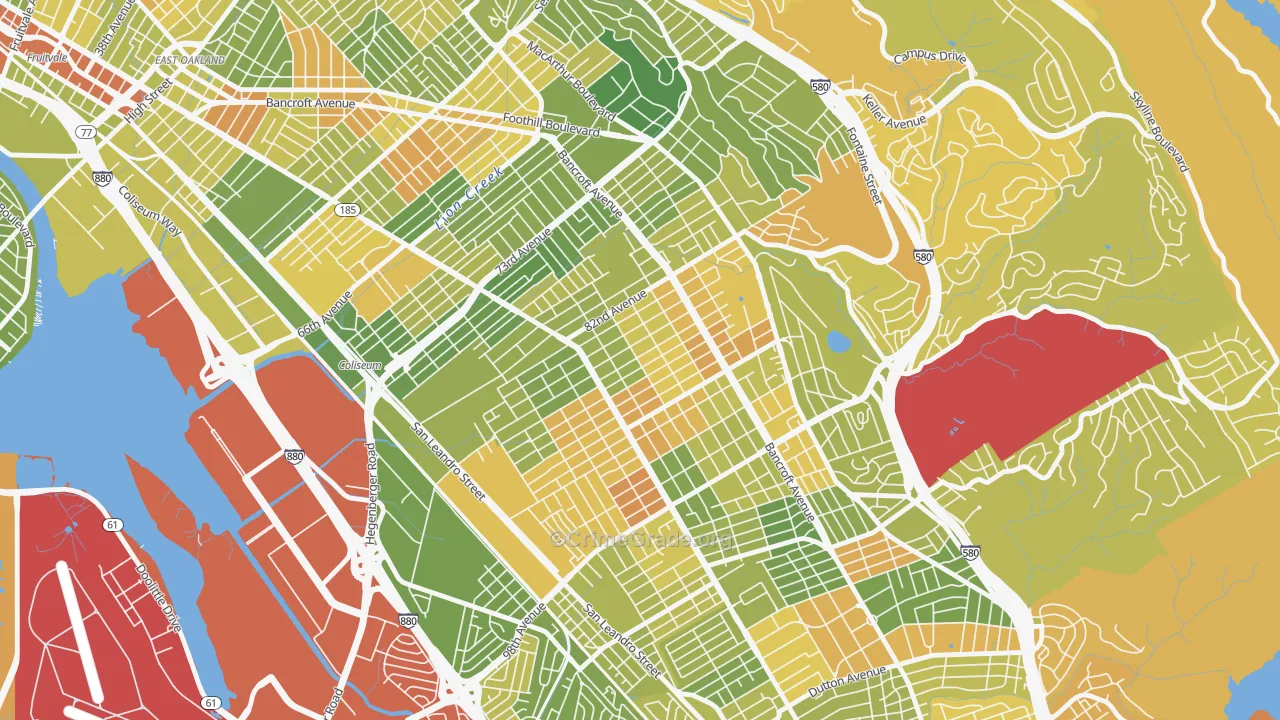 Webster, Oakland, CA Map of Drug-Related Crime Rates