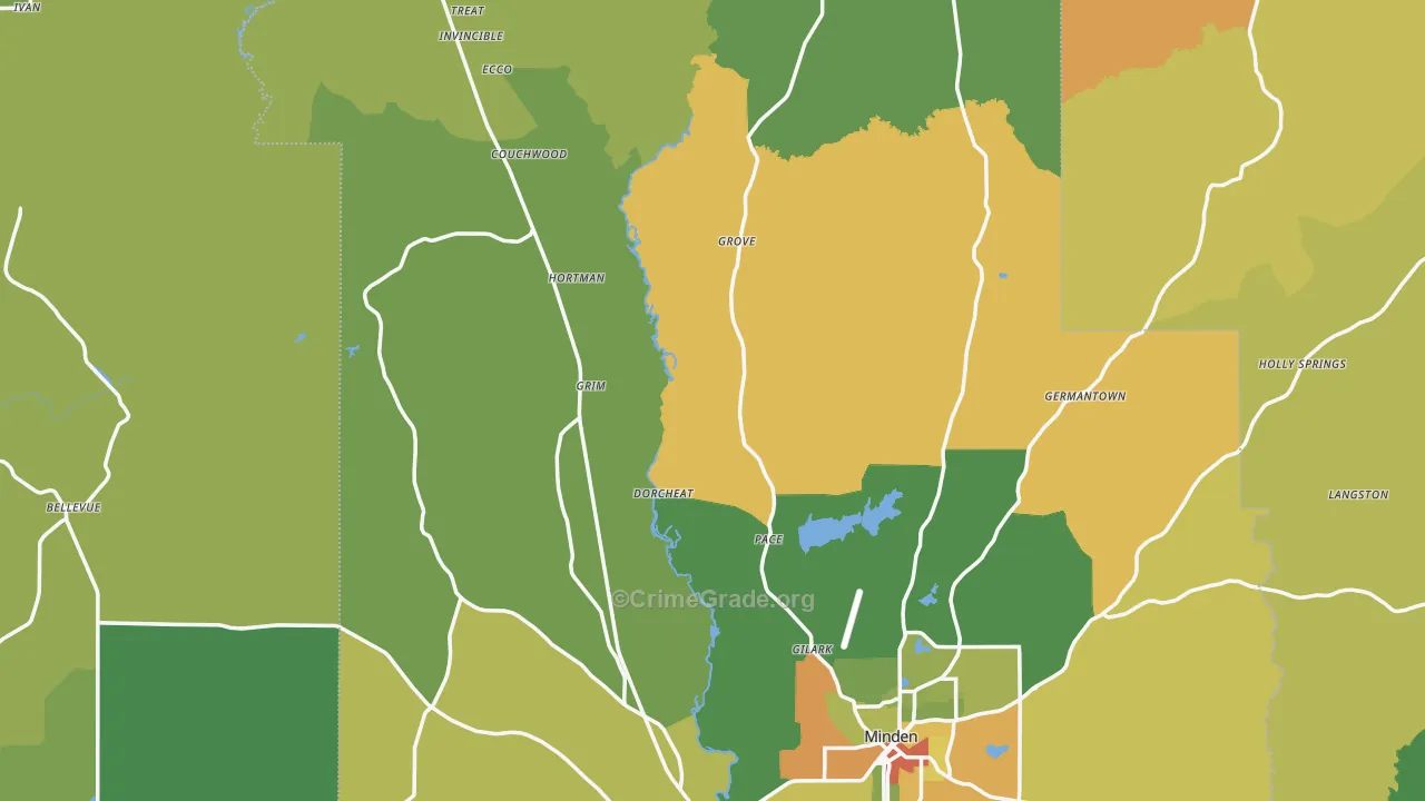 Webster Parish, LA Map of Drug-Related Crime Rates