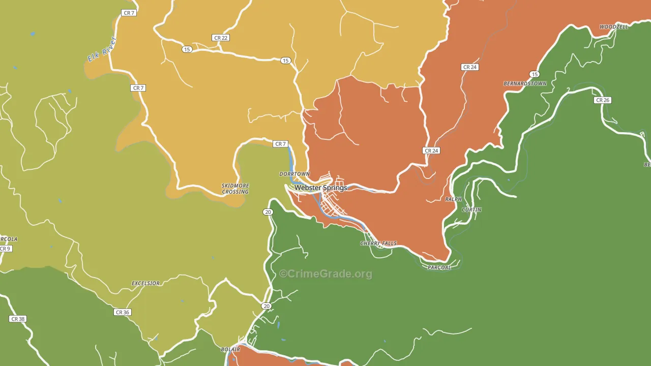 Webster Springs, WV Map of Drug-Related Crime Rates