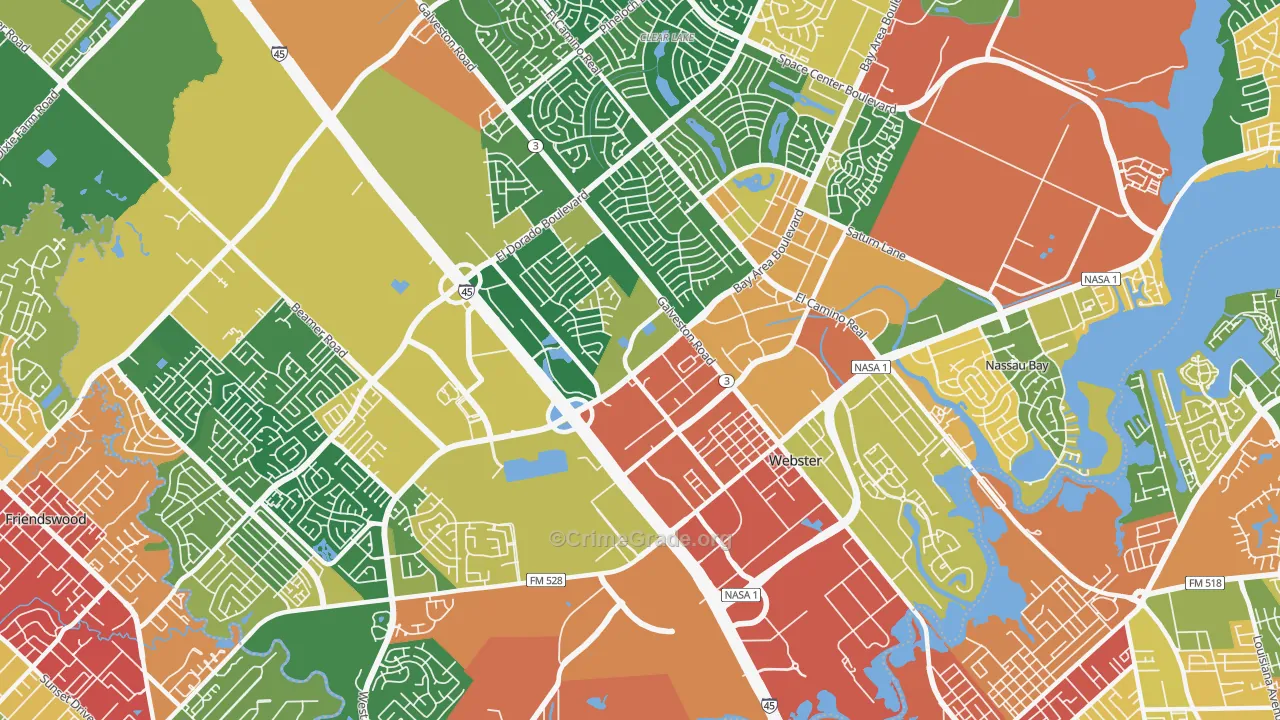 Webster, TX Map of Drug-Related Crime Rates
