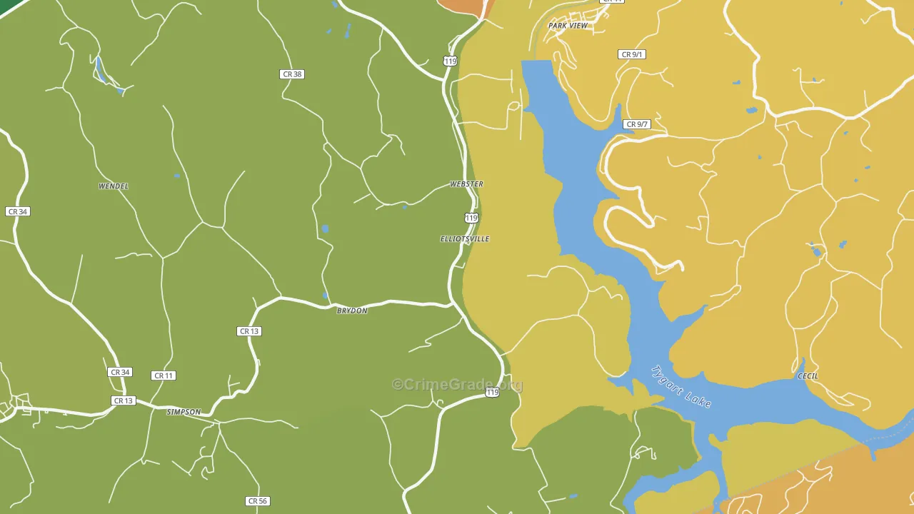 Webster, WV Map of Drug-Related Crime Rates