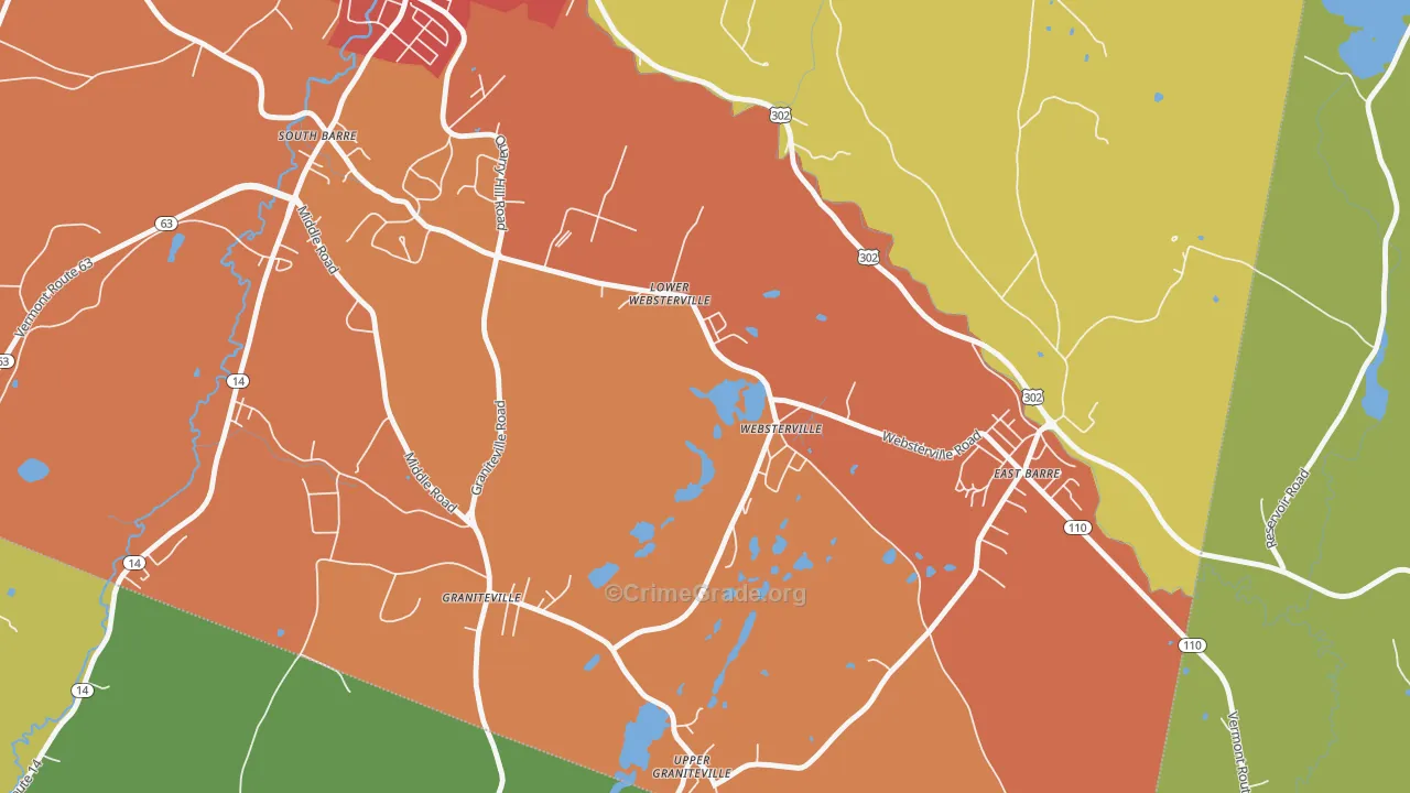 Websterville, VT Map of Drug-Related Crime Rates