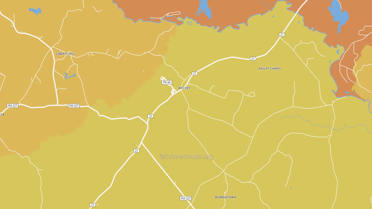 Weches, TX Map of Drug-Related Crime Rates