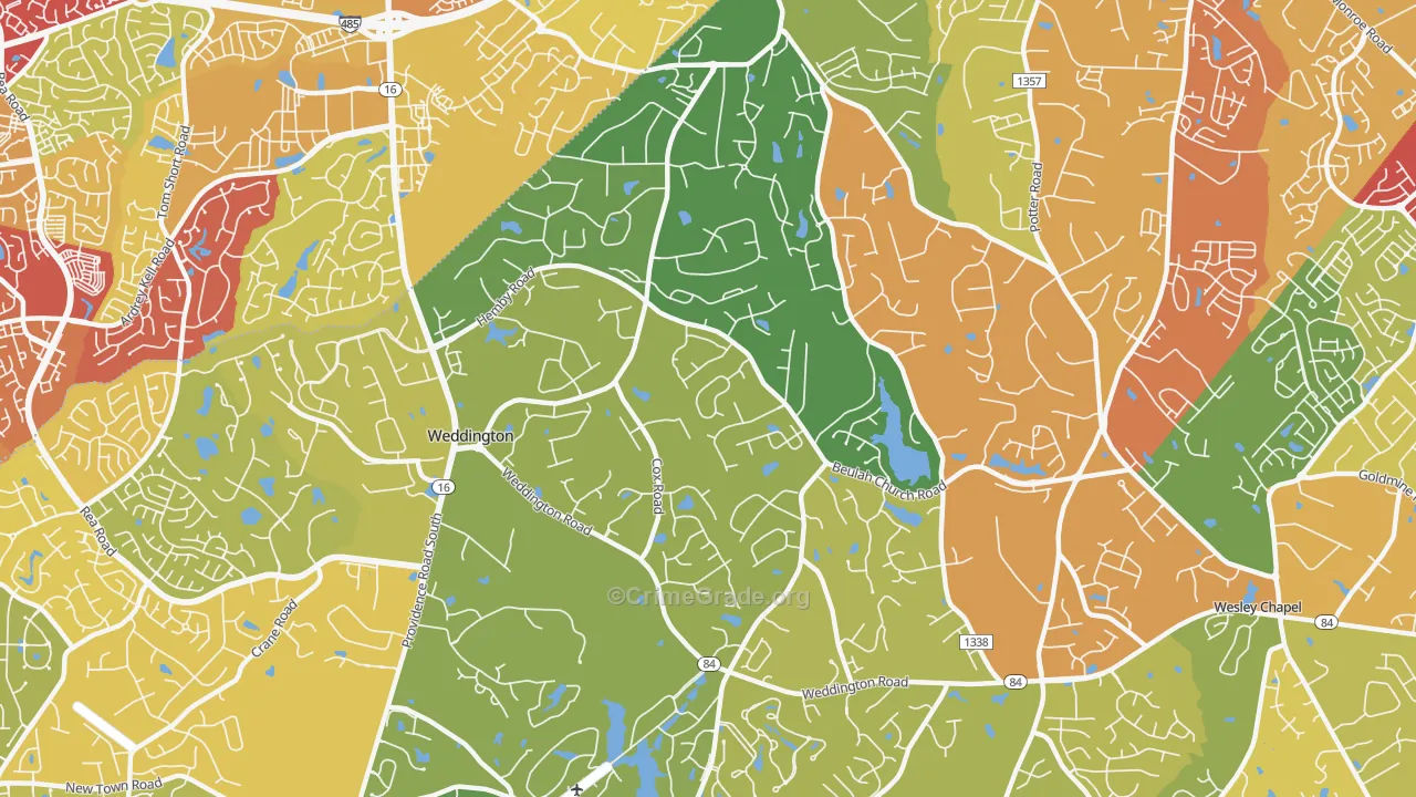 Weddington, NC Map of Drug-Related Crime Rates