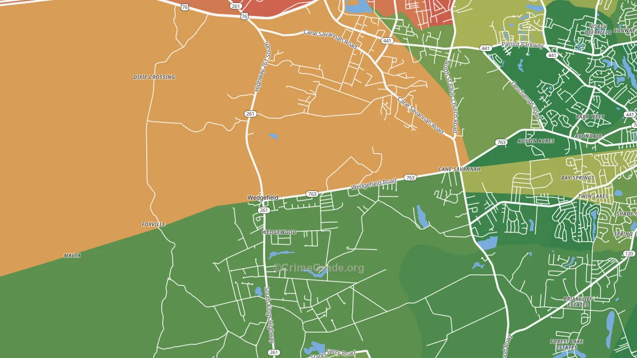 Wedgefield, SC Map of Drug-Related Crime Rates