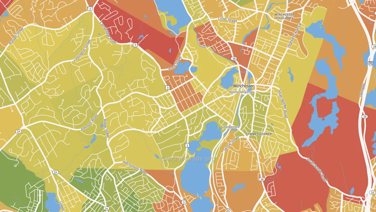 Wedgemere Historic District, Winchester, MA Map of Drug-Related Crime Rates