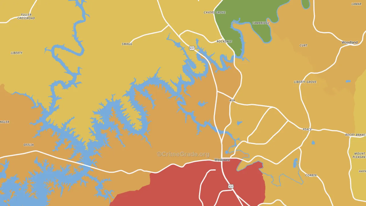 Wedowee, AL Map of Drug-Related Crime Rates