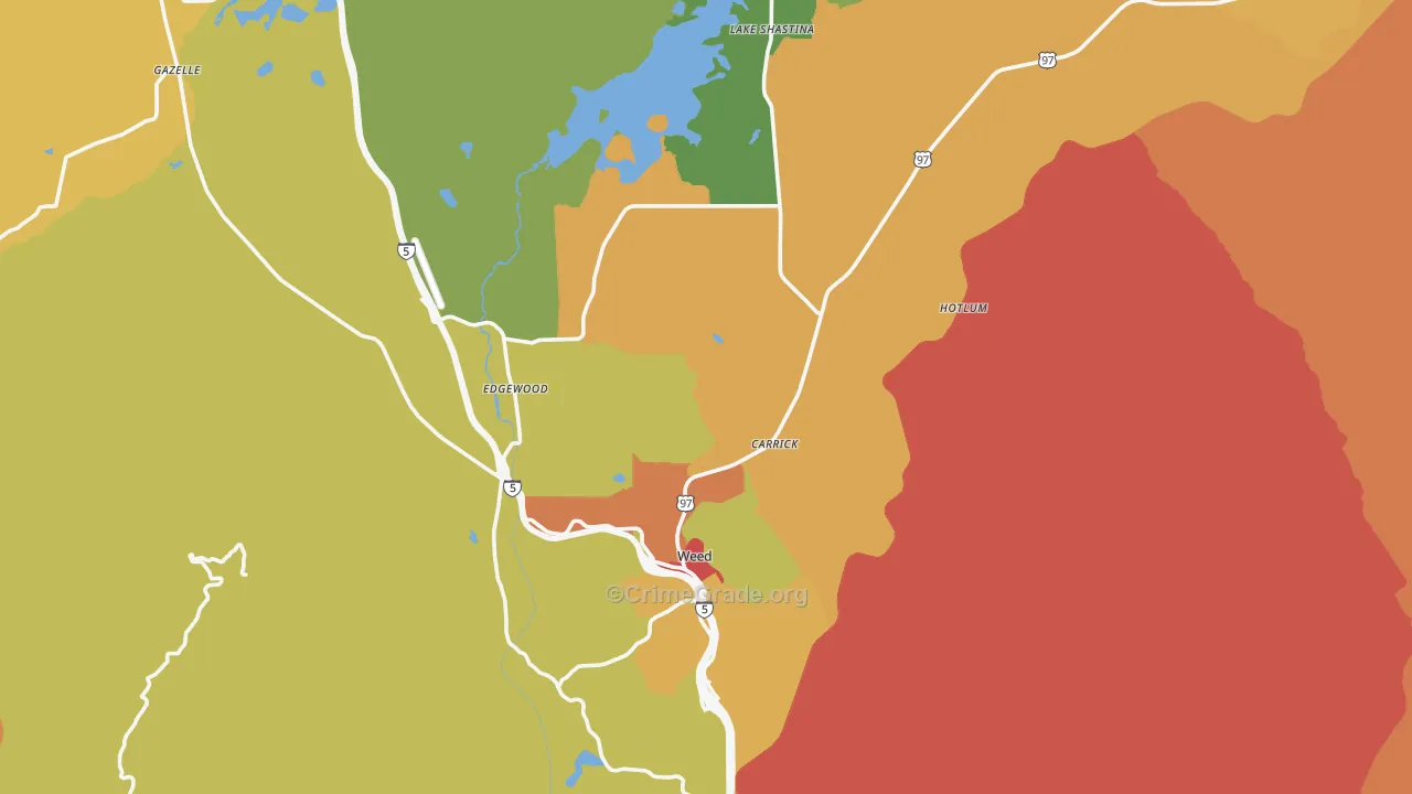 Weed, CA Map of Drug-Related Crime Rates