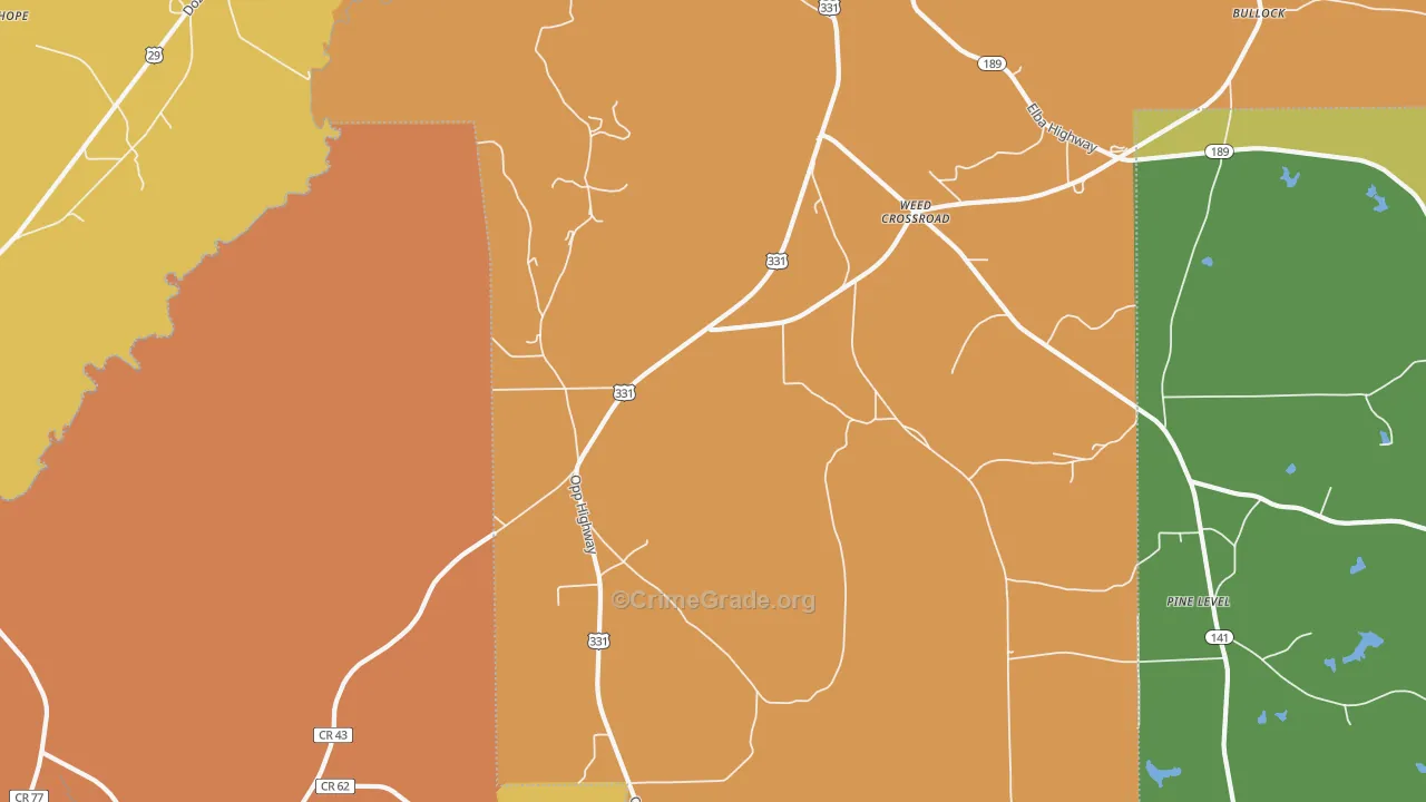 Weed Crossroad, AL Map of Drug-Related Crime Rates