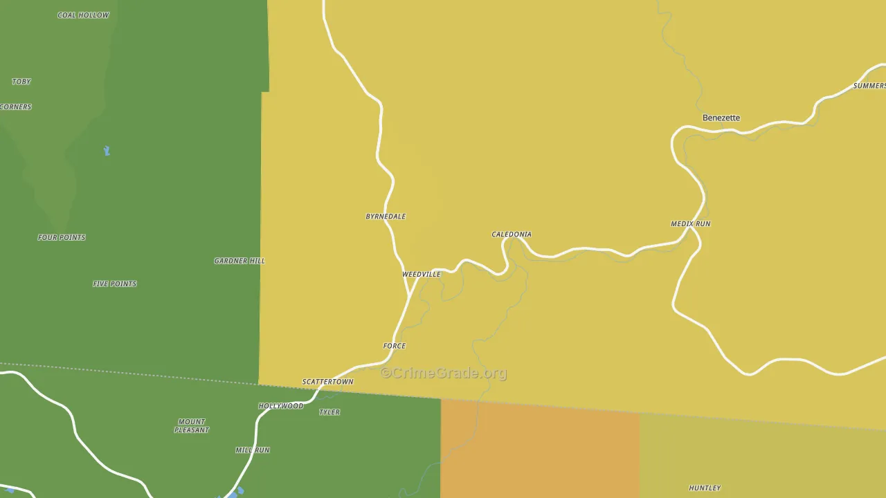 Weedville, PA Map of Drug-Related Crime Rates