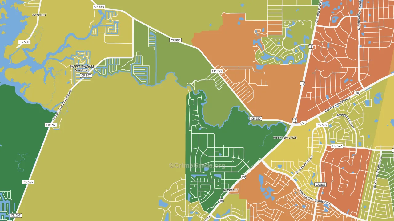 Weeki Wachee, FL Map of Drug-Related Crime Rates