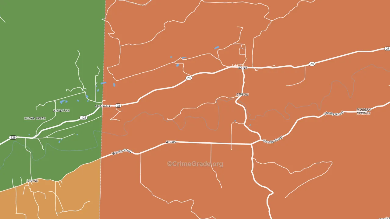 Weeks, AR Map of Drug-Related Crime Rates
