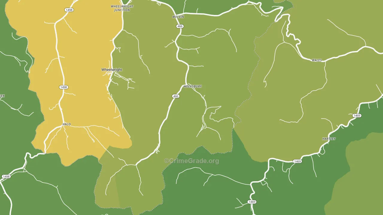 Weeksbury, KY Map of Drug-Related Crime Rates