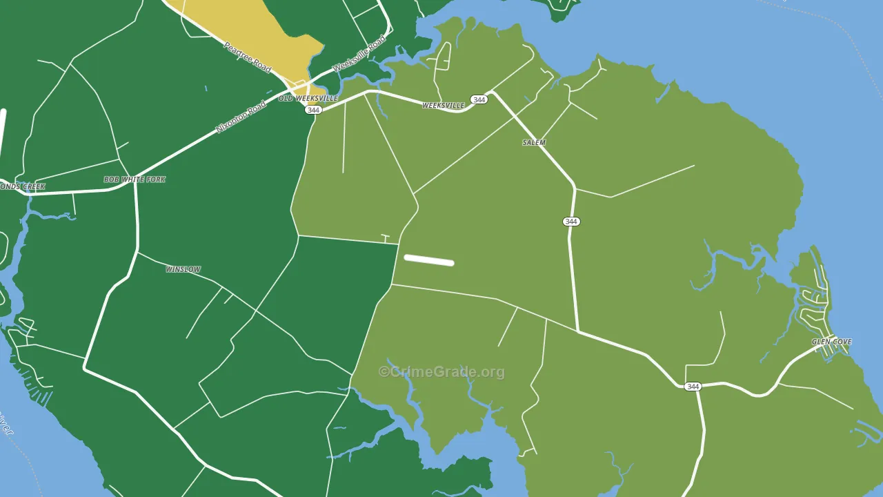 Weeksville, NC Map of Drug-Related Crime Rates