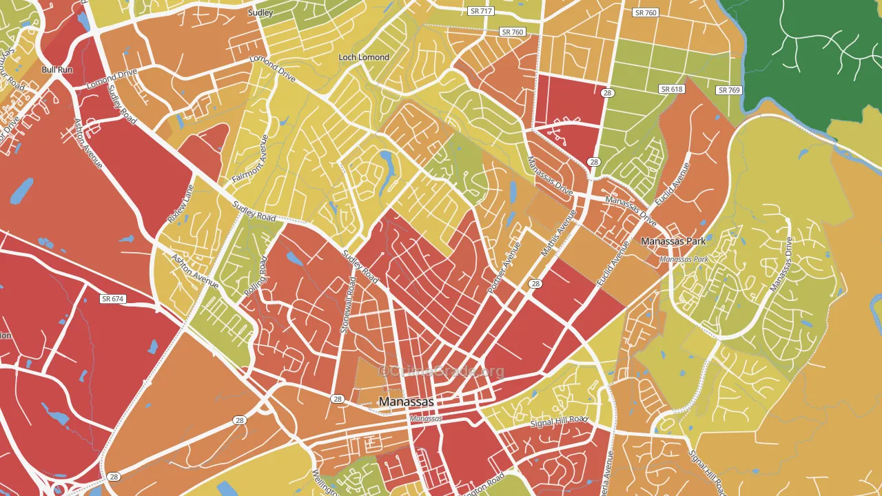 Weems, Manassas, VA Map of Drug-Related Crime Rates