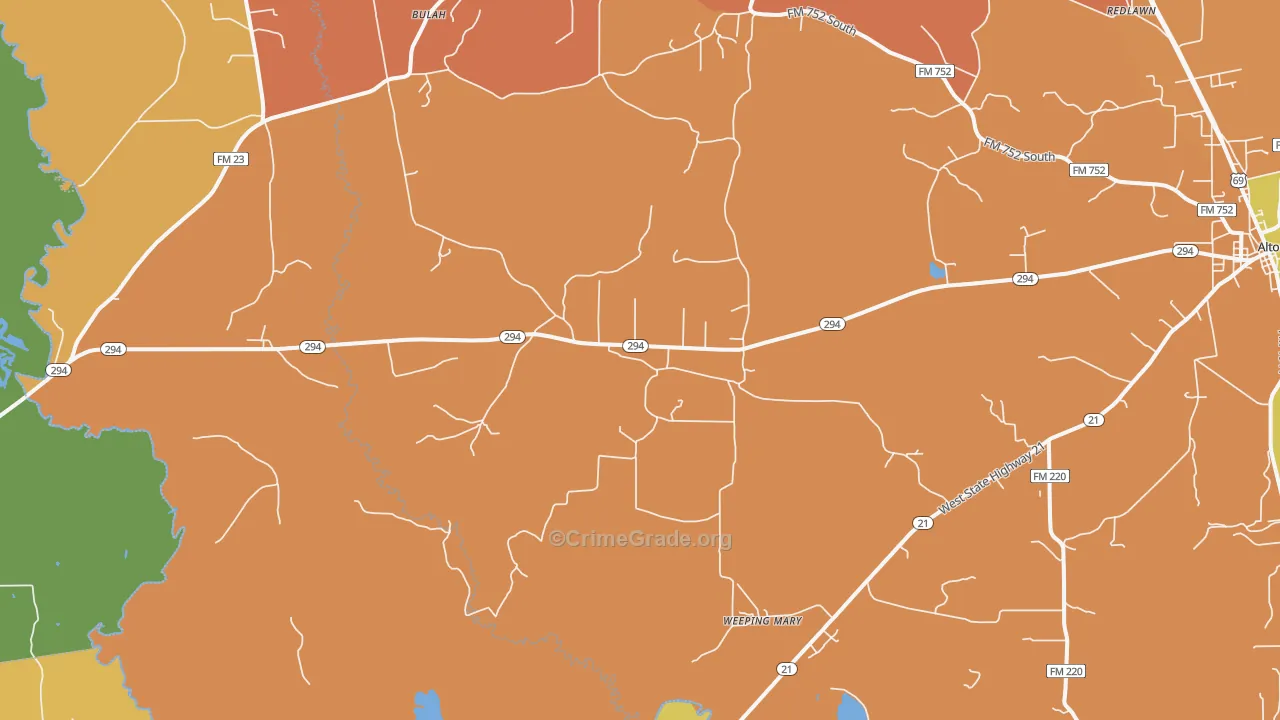 Weeping Mary, TX Map of Drug-Related Crime Rates