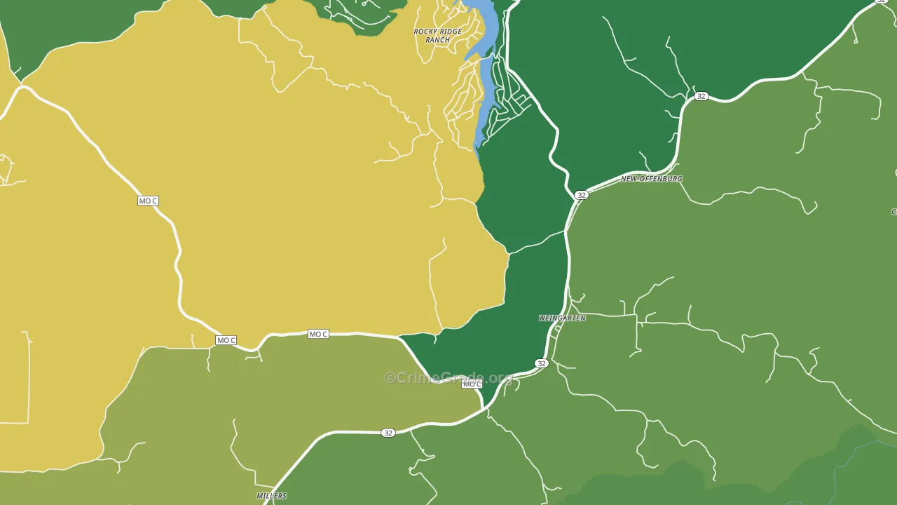 Weingarten, MO Map of Drug-Related Crime Rates