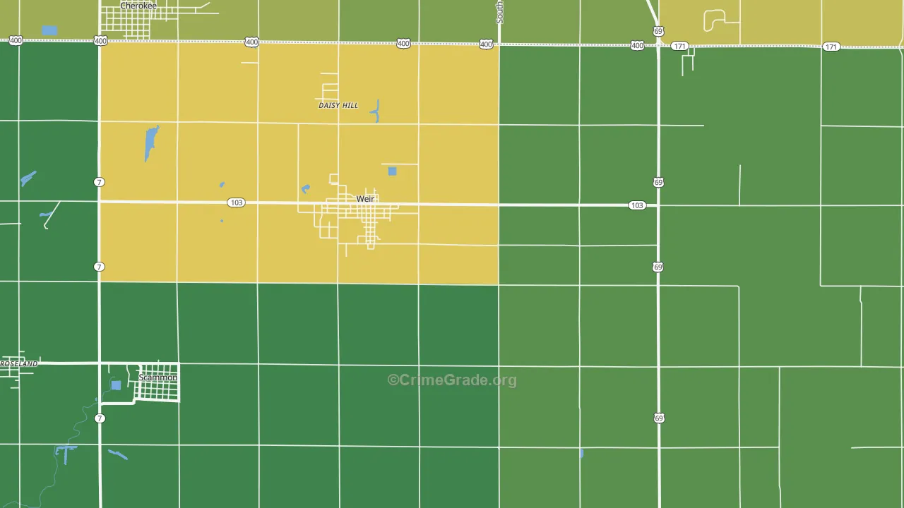 Weir, KS Map of Drug-Related Crime Rates