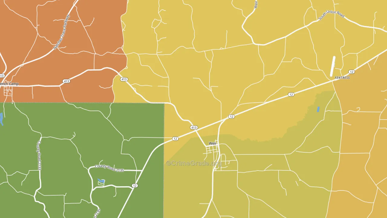 Weir, MS Map of Drug-Related Crime Rates