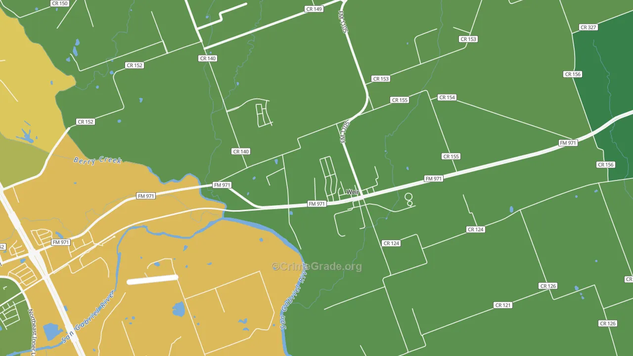 Weir, TX Map of Drug-Related Crime Rates