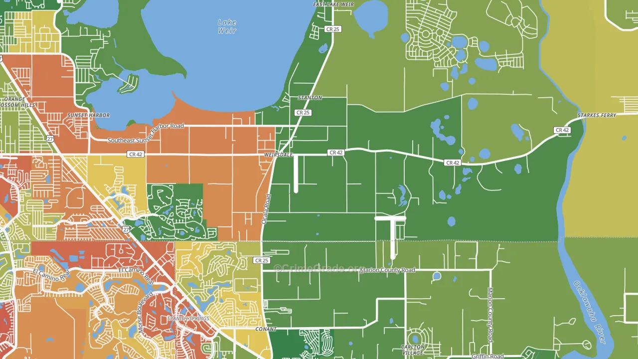 Weirsdale, FL Map of Drug-Related Crime Rates