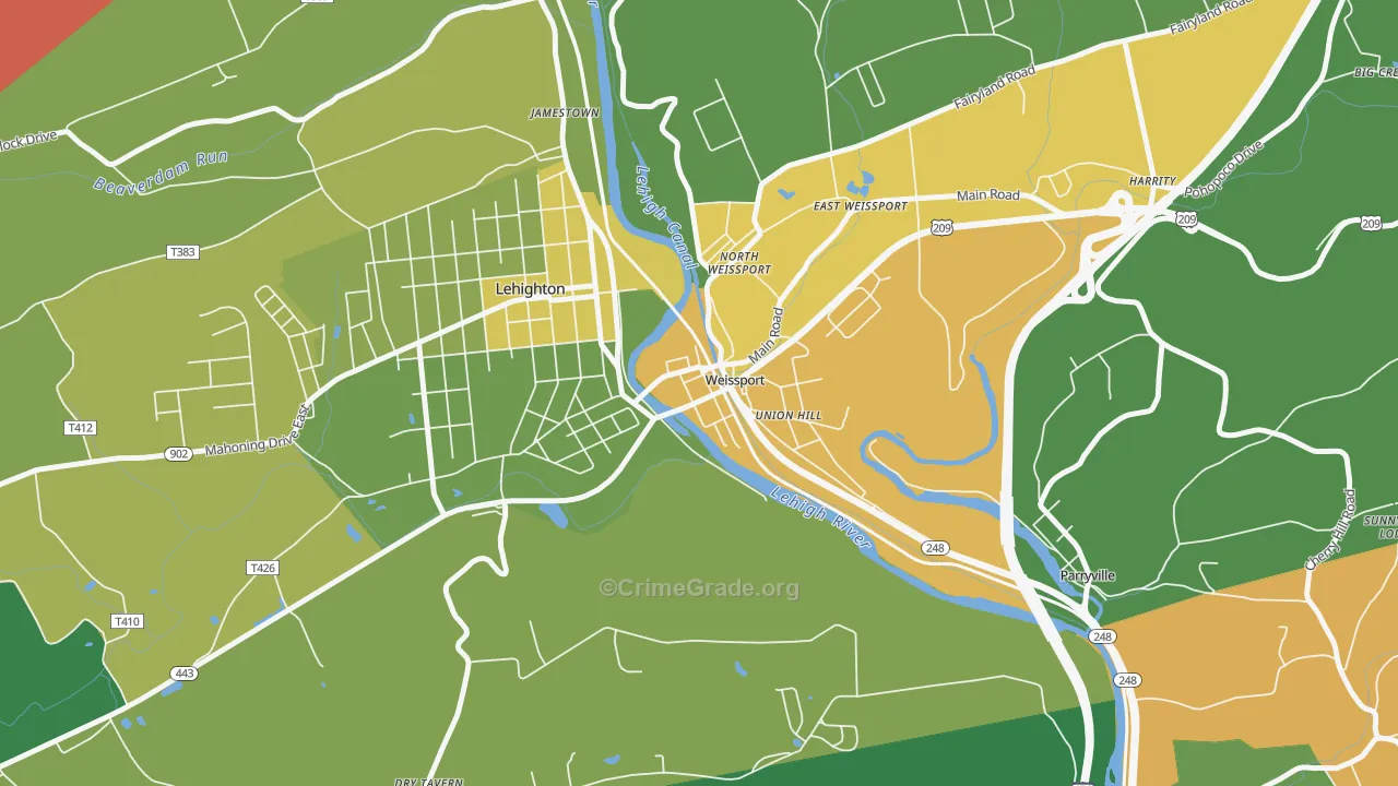 Weissport, PA Map of Drug-Related Crime Rates