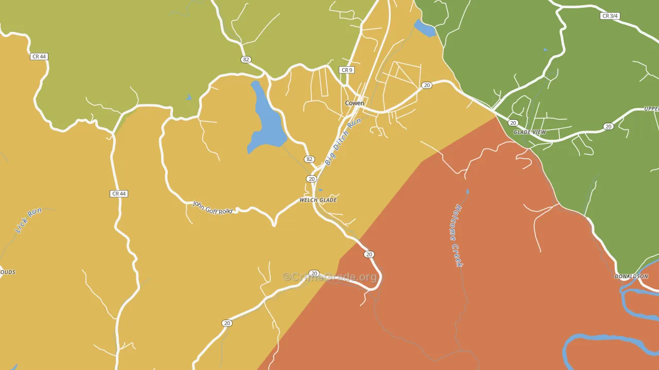 Welch Glade, WV Map of Drug-Related Crime Rates