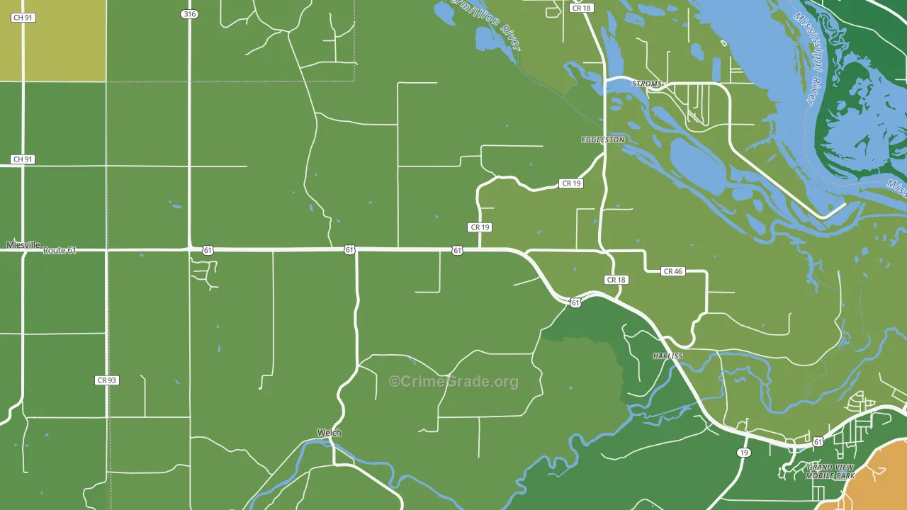 Welch, MN Map of Drug-Related Crime Rates