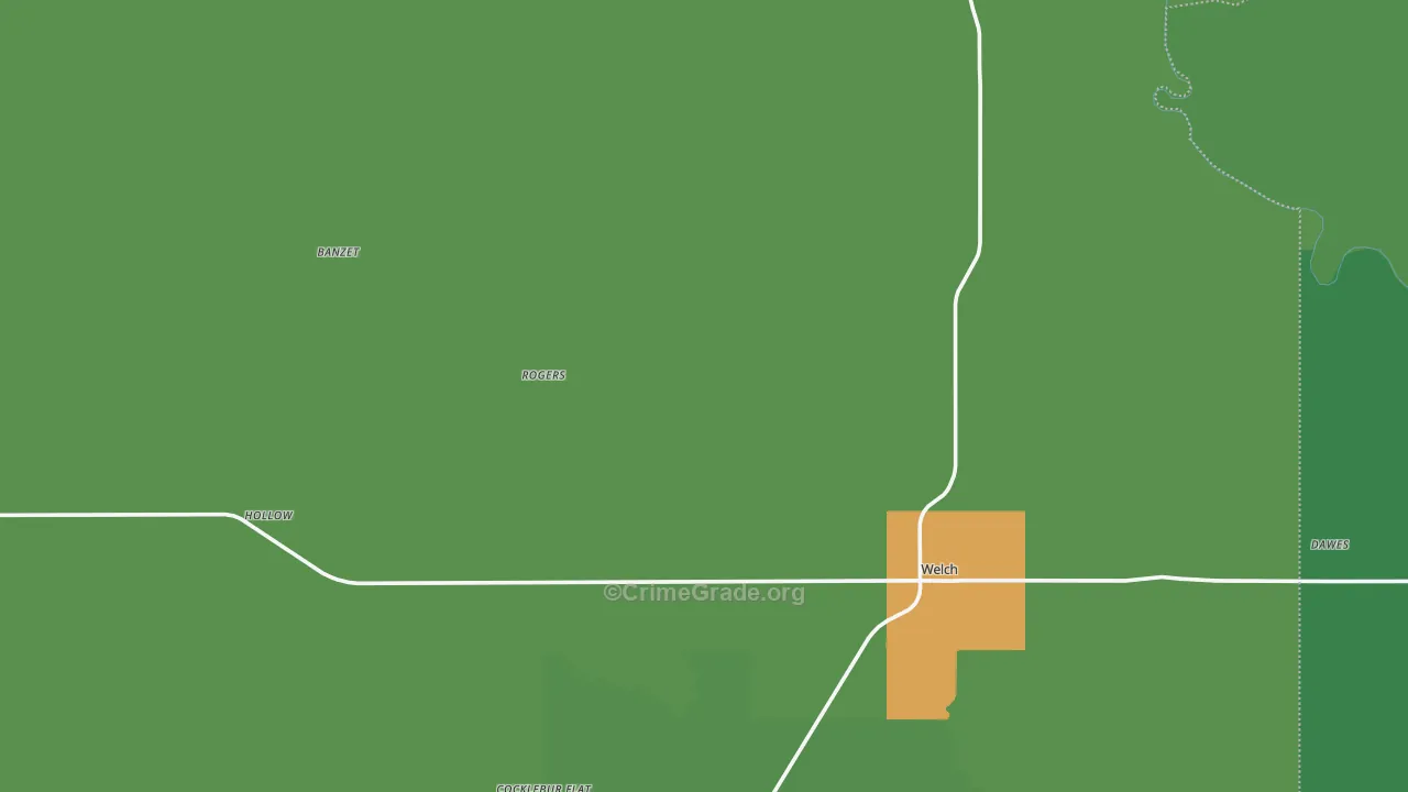Welch, OK Map of Drug-Related Crime Rates